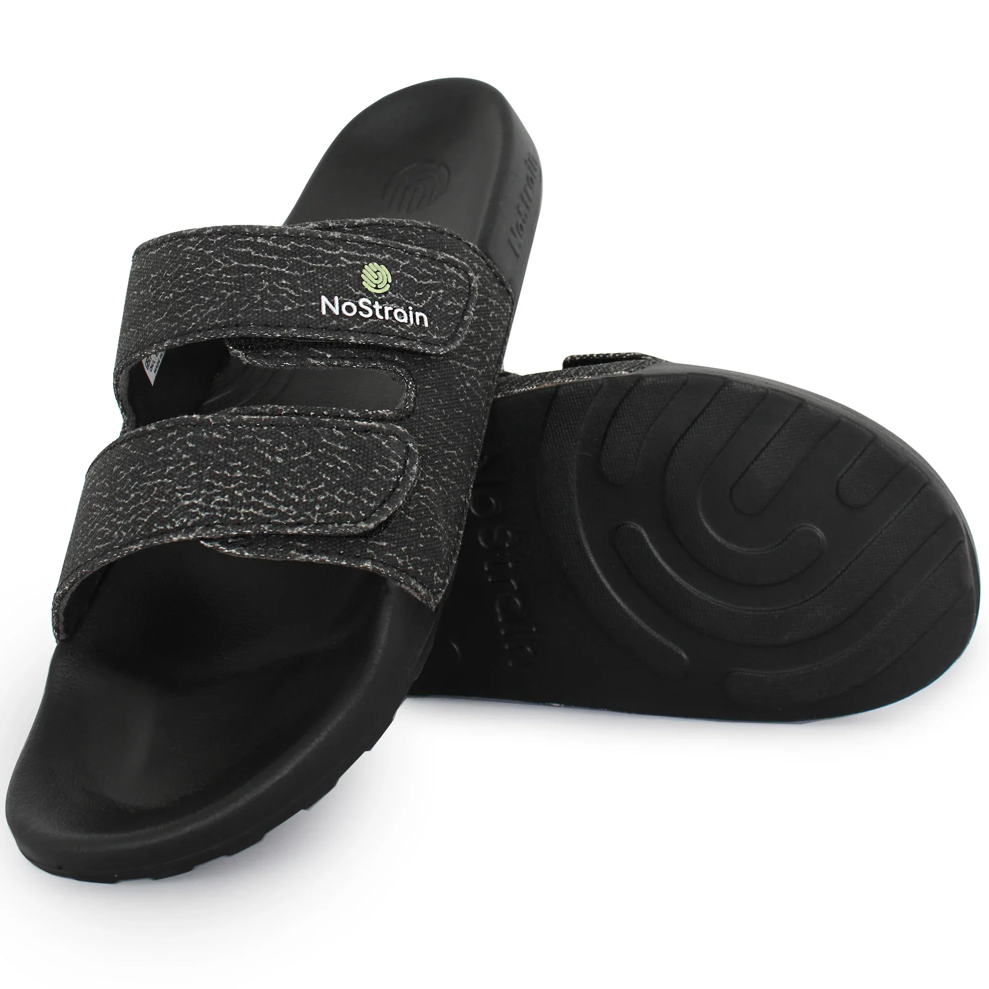 Canvas Wave Print Sugar Midnight Black Men's Slides - (Geva 13) - Image 11