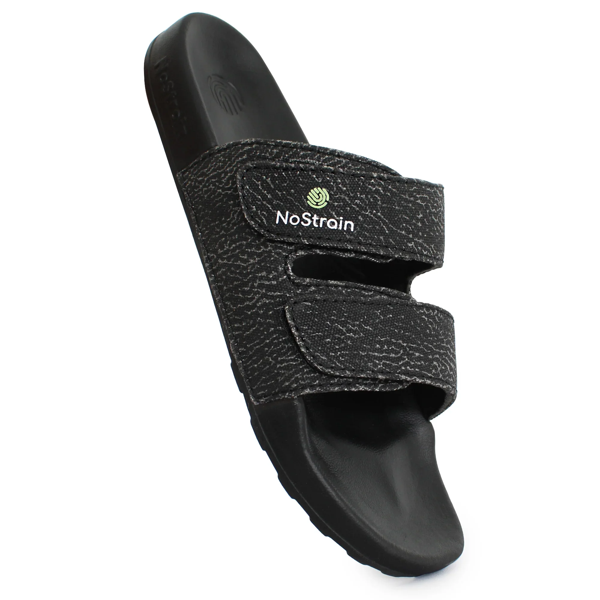 Canvas Wave Print Sugar Midnight Black Men's Slides - (Geva 13) - Image 4