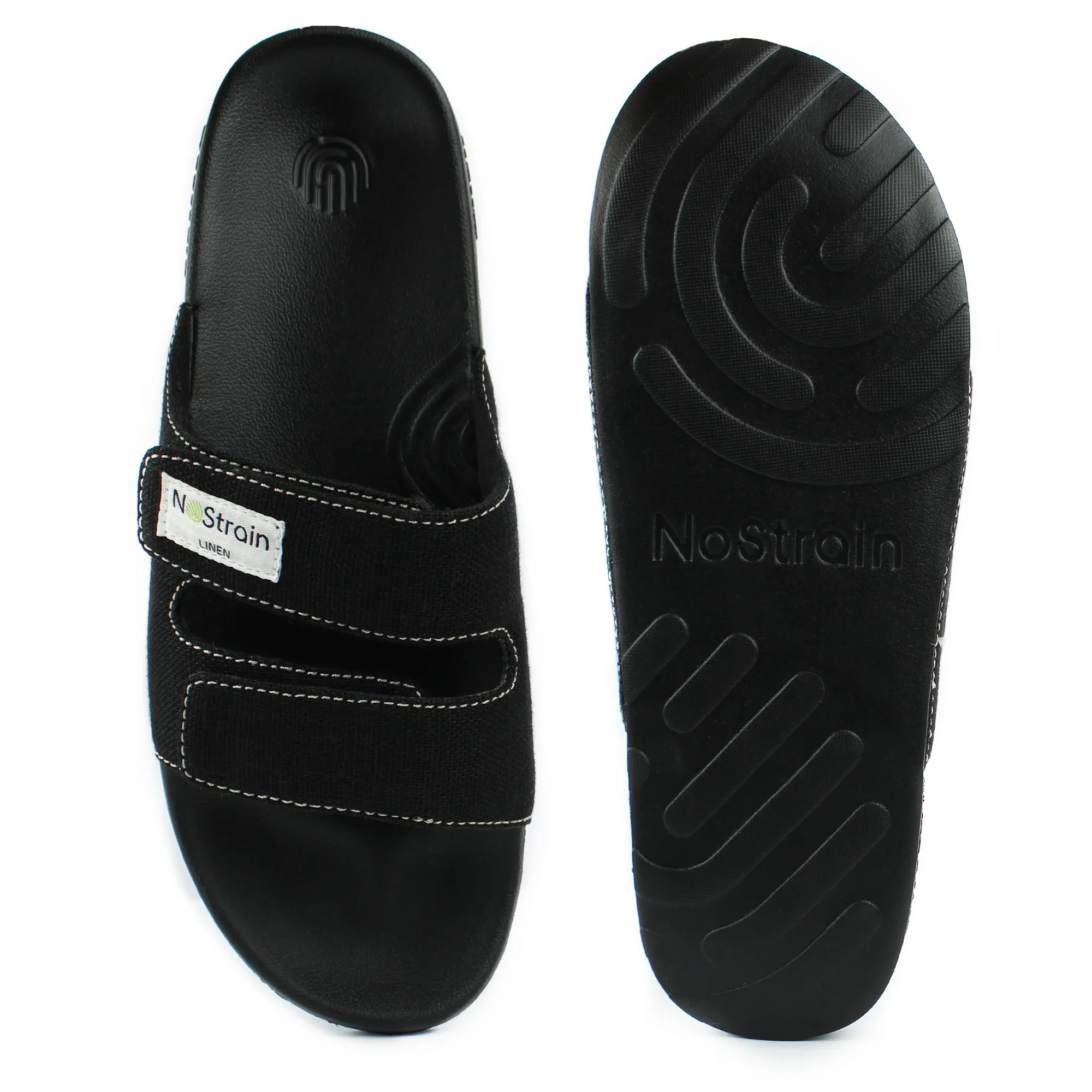 Linen Parallel Sugar Sliders - Mens Black sliders (Geva 11) - Image 10