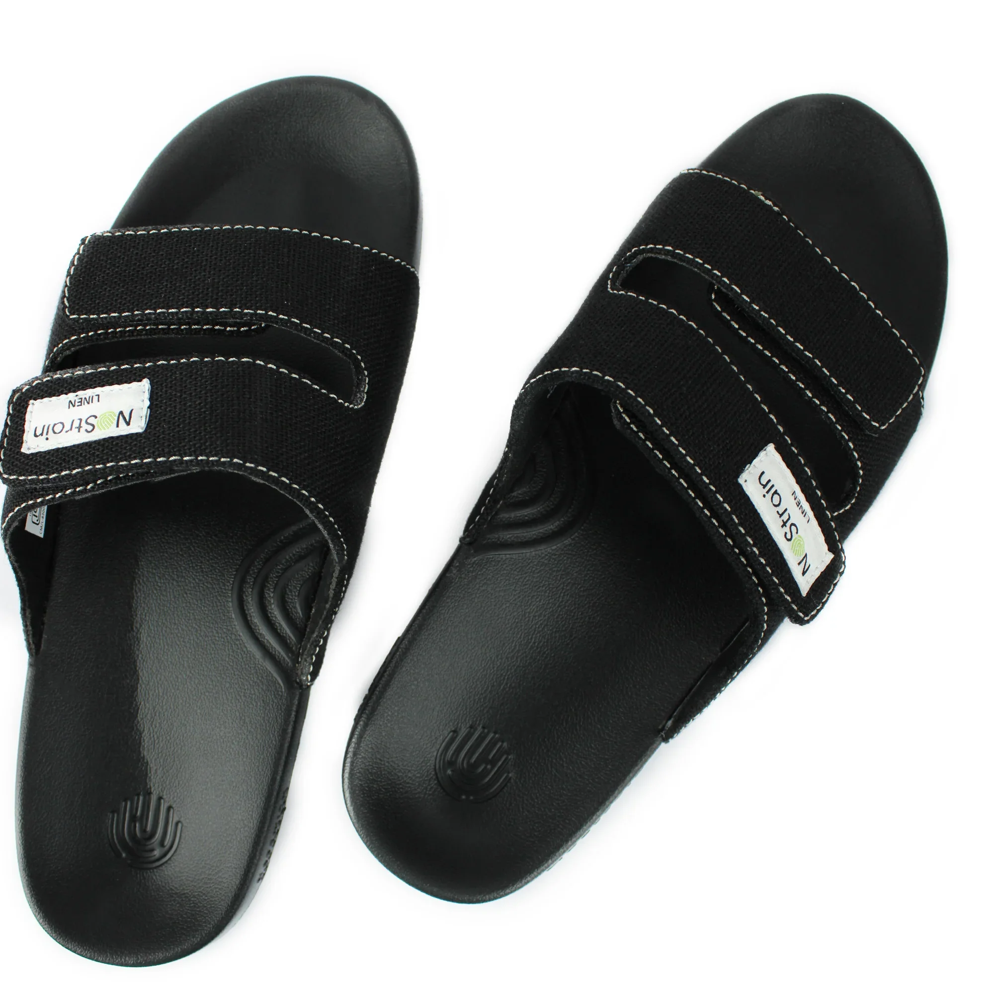 Linen Parallel Sugar Sliders - Mens Black sliders (Geva 11) - Image 3