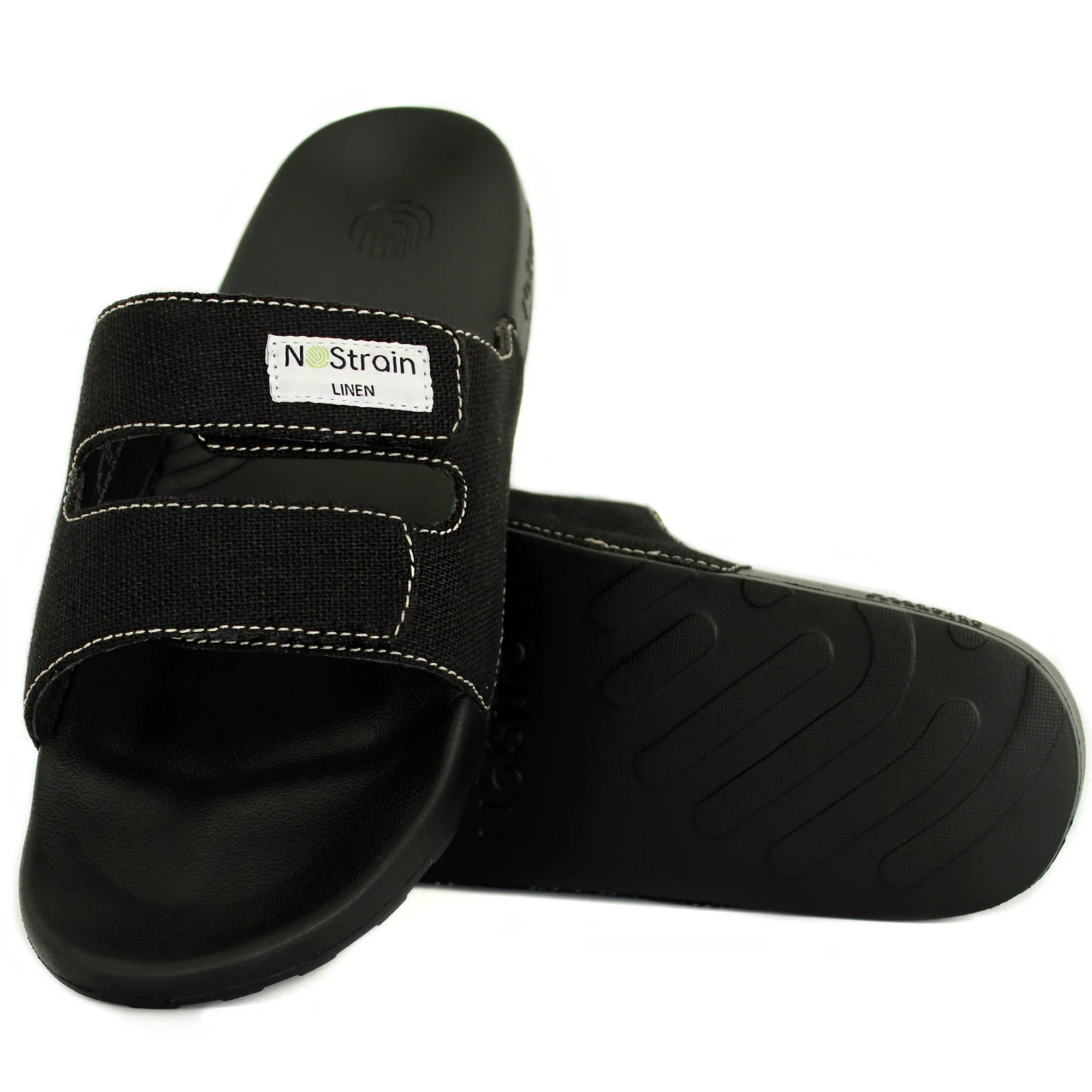 Linen Parallel Sugar Sliders - Mens Black sliders (Geva 11) - Image 4