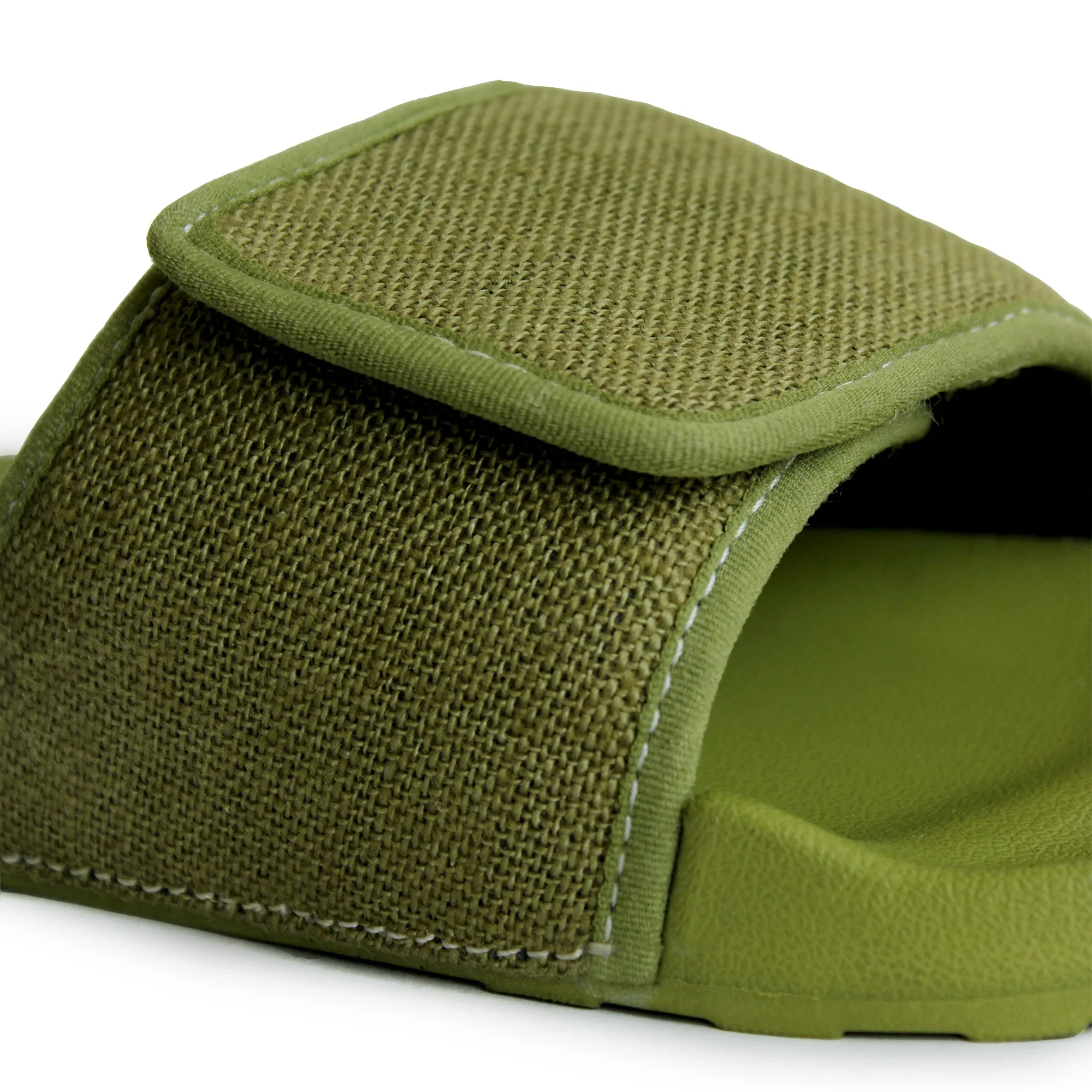 Linen Sugar Casual Sliders for Men - Olive Green (Geva 3) - Image 7