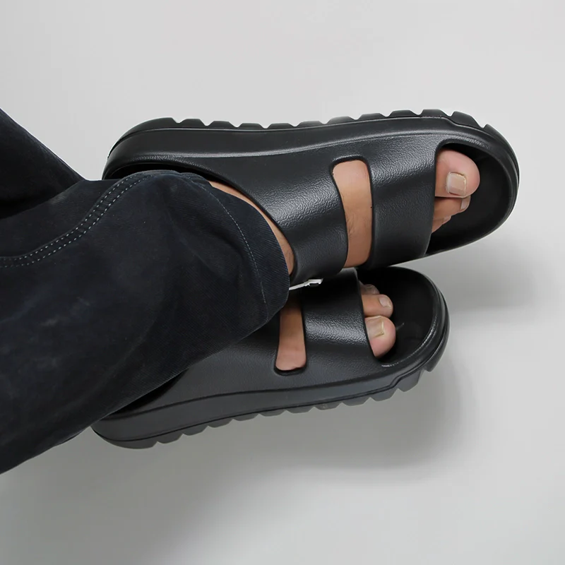 Men's Parallel Waterproof Sandals with High and Supportive Sole | Lightweight EVA Slip-On Footwear (Black) - MS-06 - Image 10