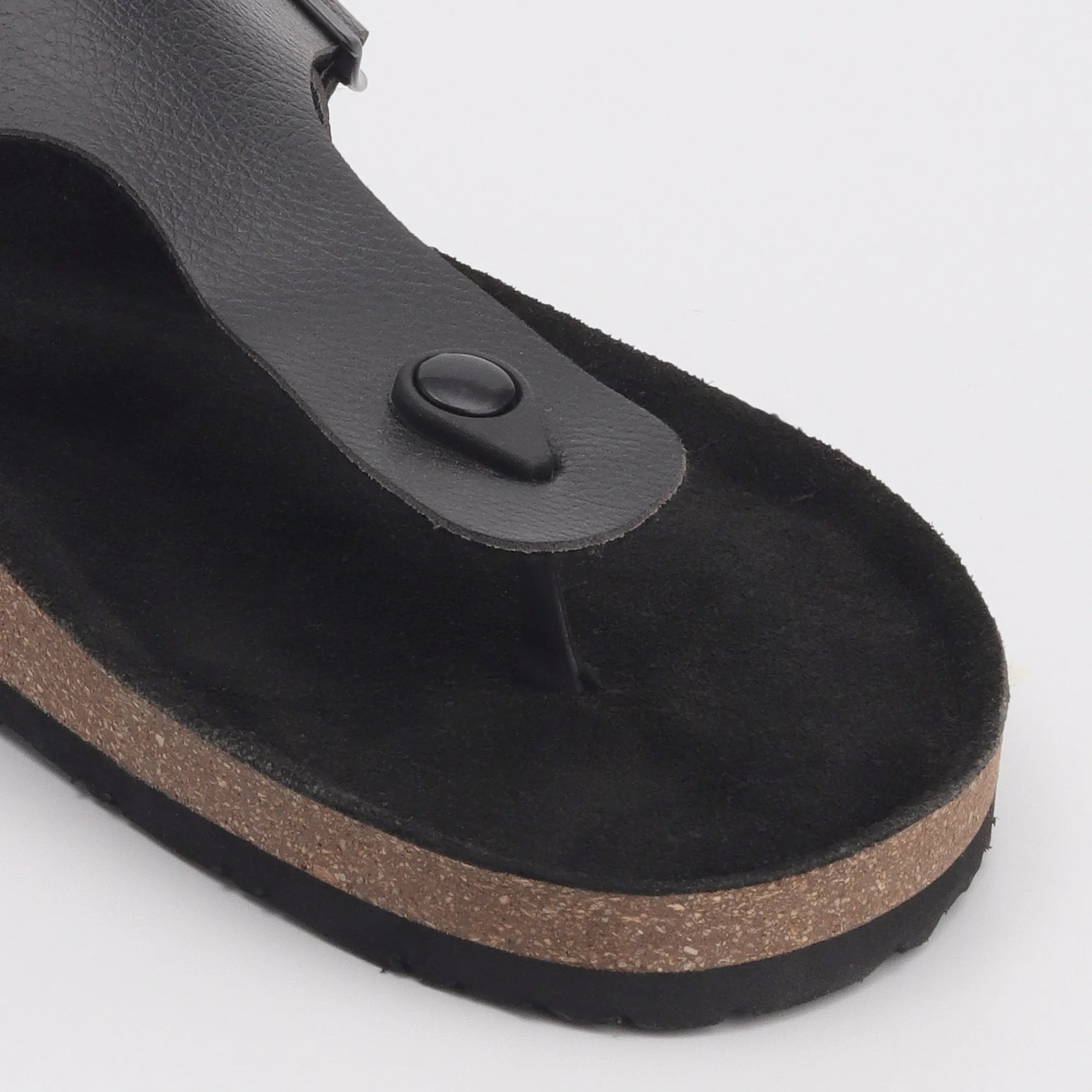 Bold Black Thong Cork Formal Sandals for Men 2.0 - Image 3