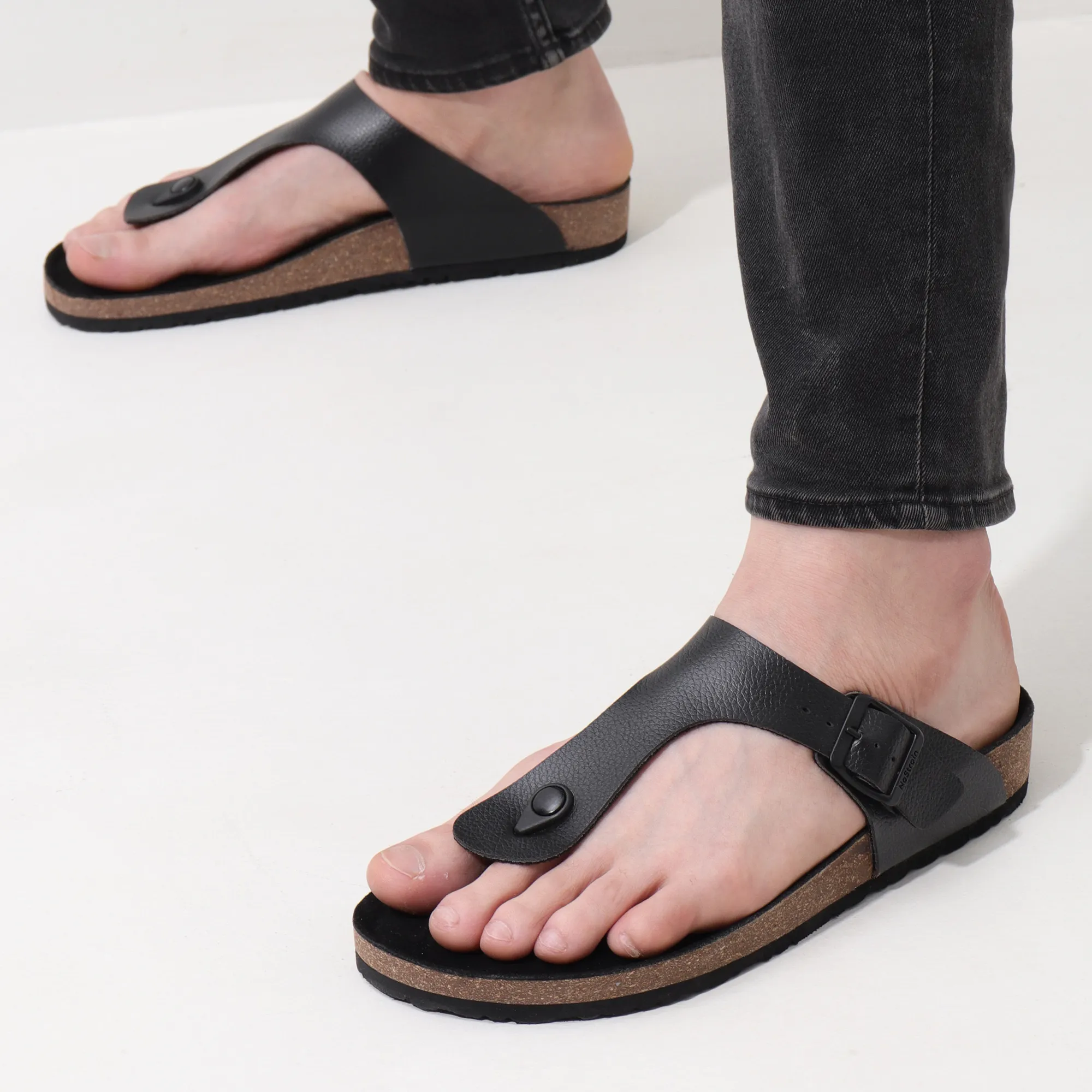 Bold Black Thong Cork Formal Sandals for Men 2.0 - Image 5