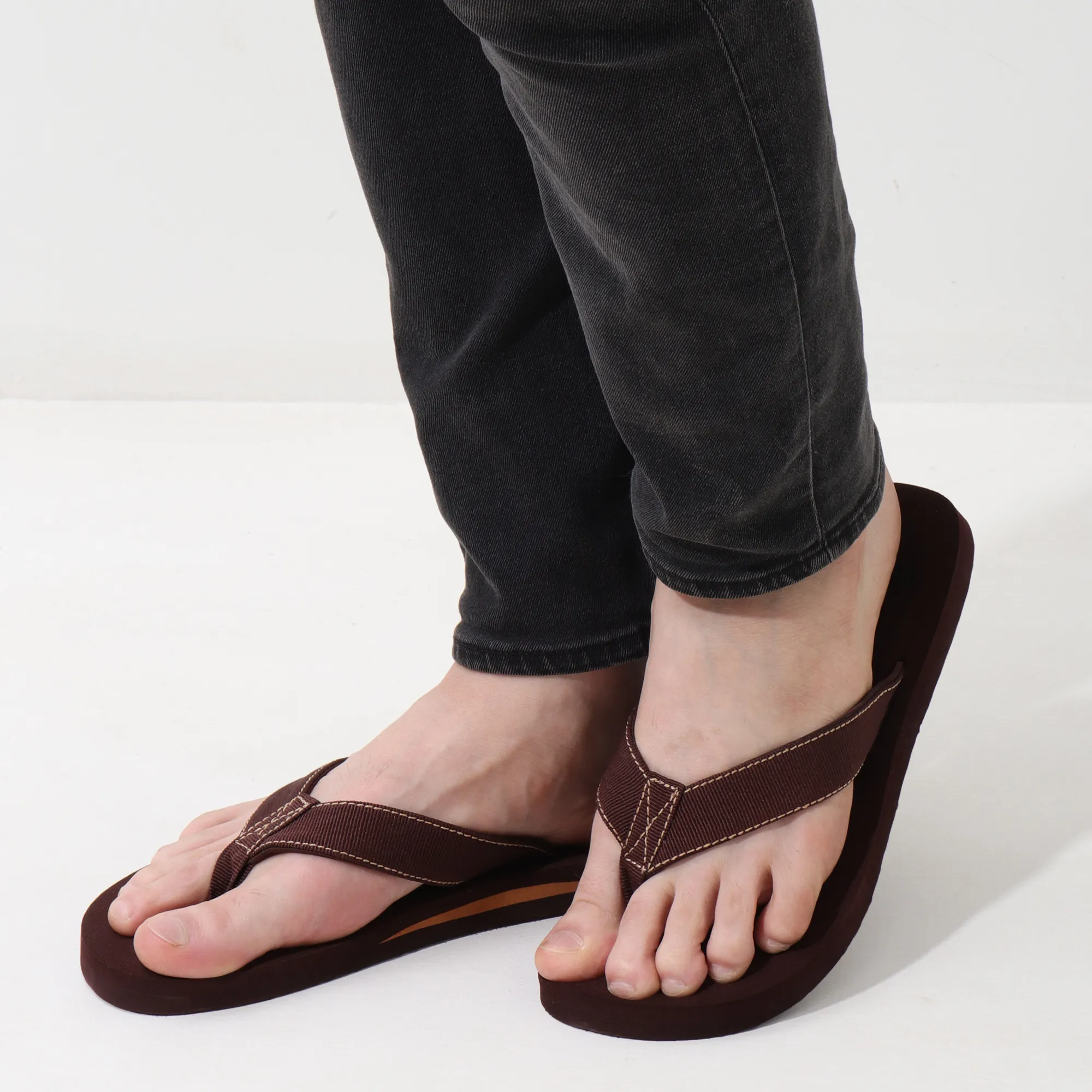 Men’s Dark Brown Stripe Arch Slippers – AS3 - Image 7