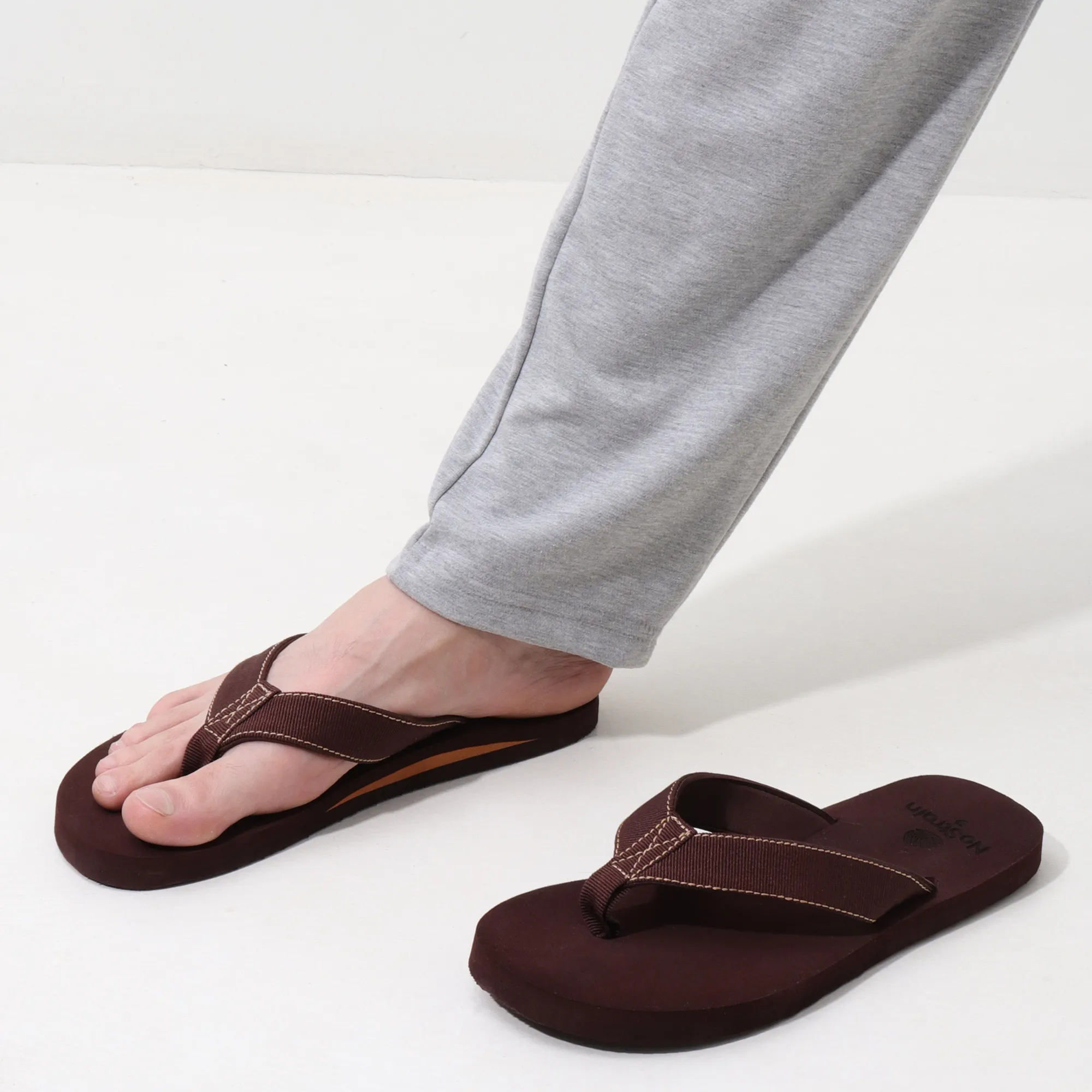 Men’s Dark Brown Stripe Arch Slippers – AS3 - Image 8