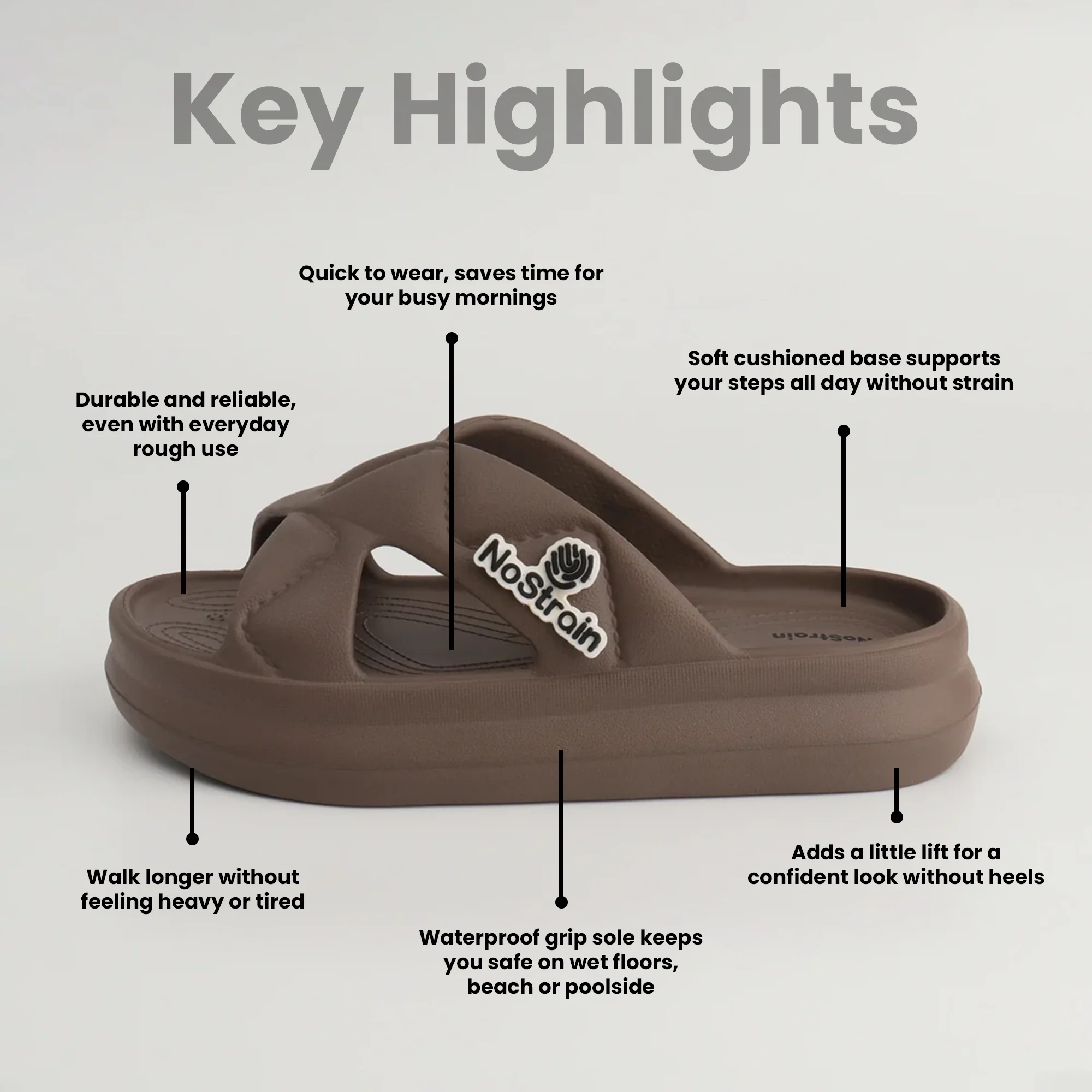 Women's Waterproof & Summer Cross Strap Slippers | Non-Slip EVA Slip-On Slippers (Brown) - MS-17 - Image 10