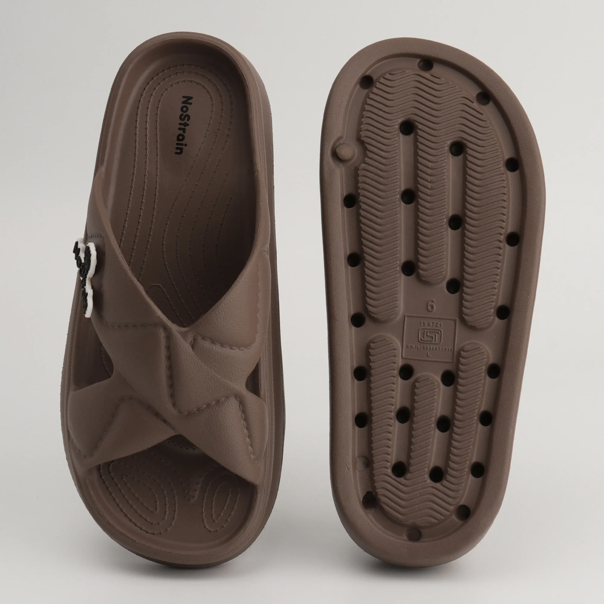 Women's Waterproof & Summer Cross Strap Slippers | Non-Slip EVA Slip-On Slippers (Brown) - MS-17 - Image 7