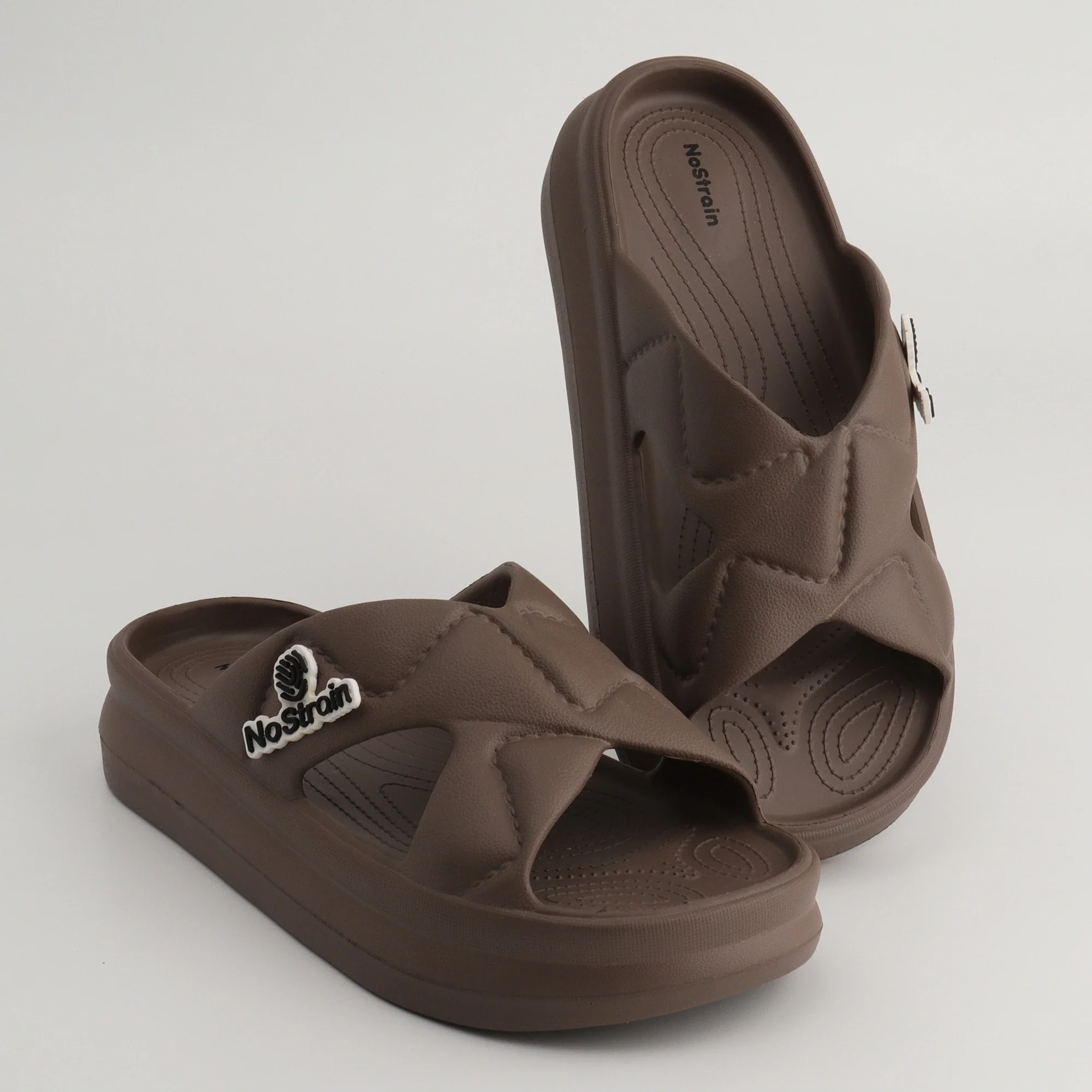 Women's Waterproof & Summer Cross Strap Slippers | Non-Slip EVA Slip-On Slippers (Brown) - MS-17 - Image 8