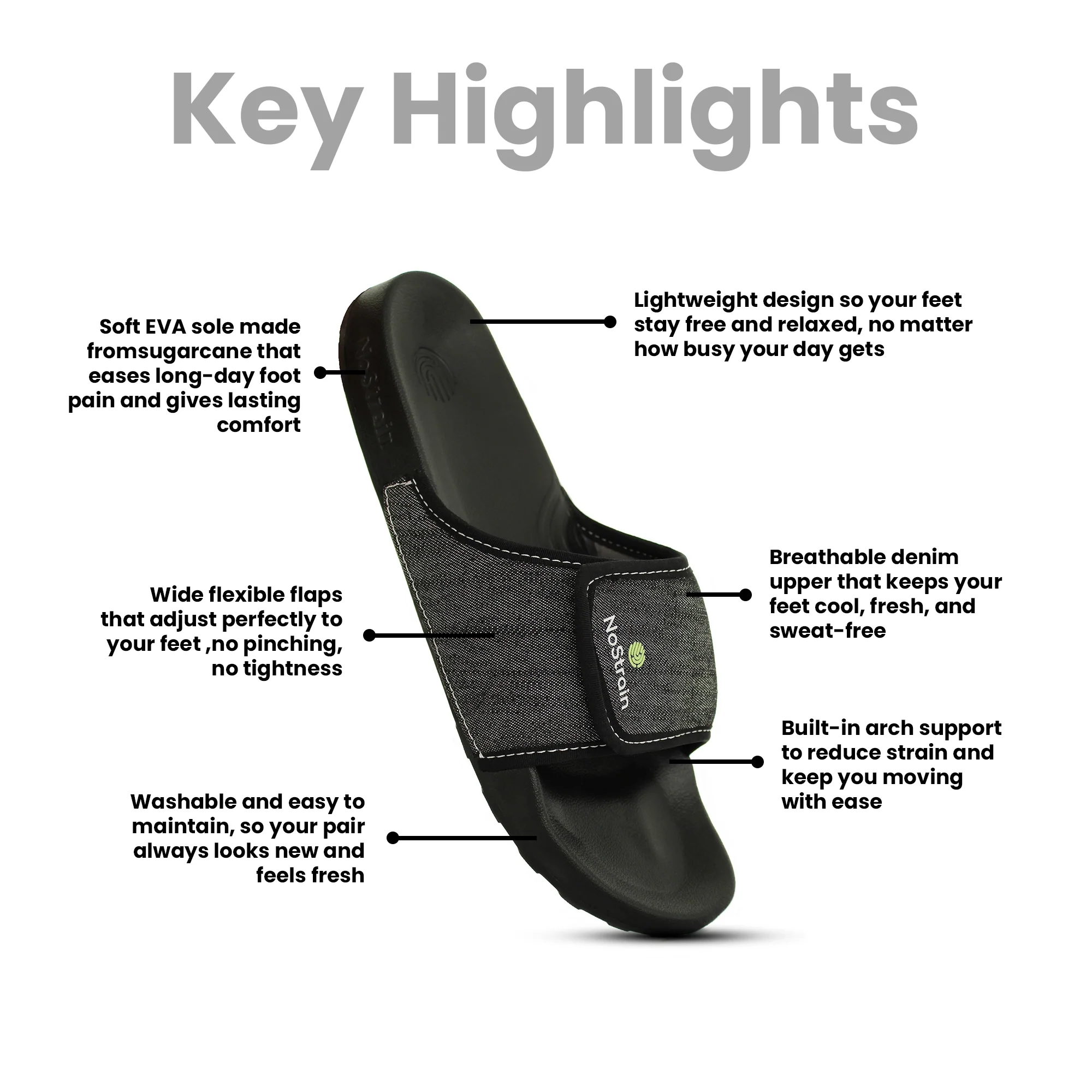 Slides for Women - Denim Slate Grey Women's Sliders (Geva 25) - Image 10