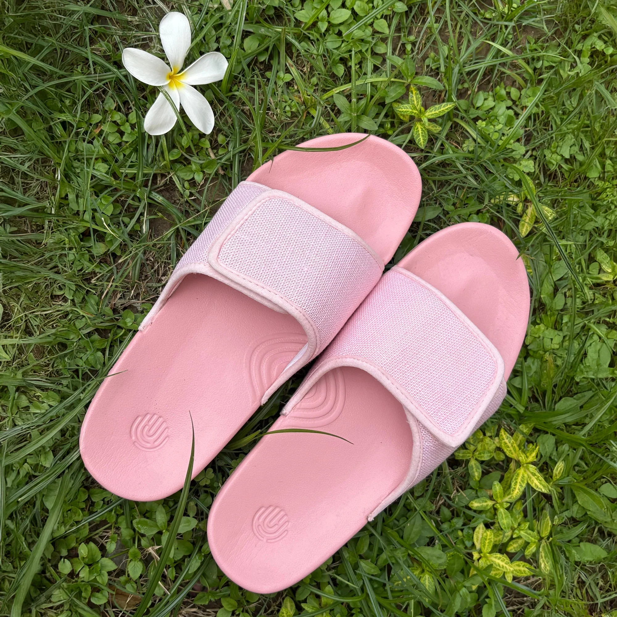 Linen Sliders - Pastel Pink Casual Sliders for Women (Geva 19) - Image 3