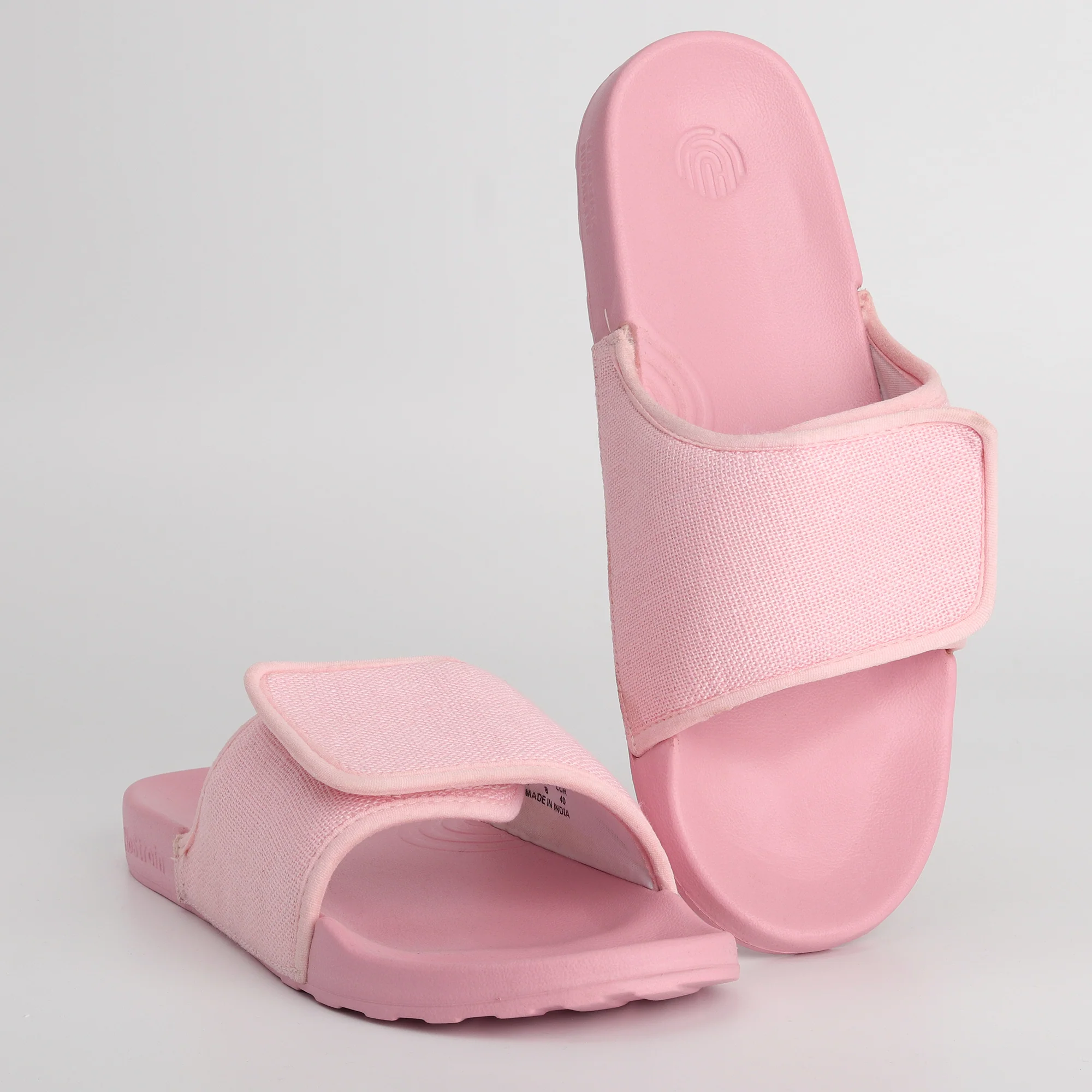 Linen Sliders - Pastel Pink Casual Sliders for Women (Geva 19) - Image 4