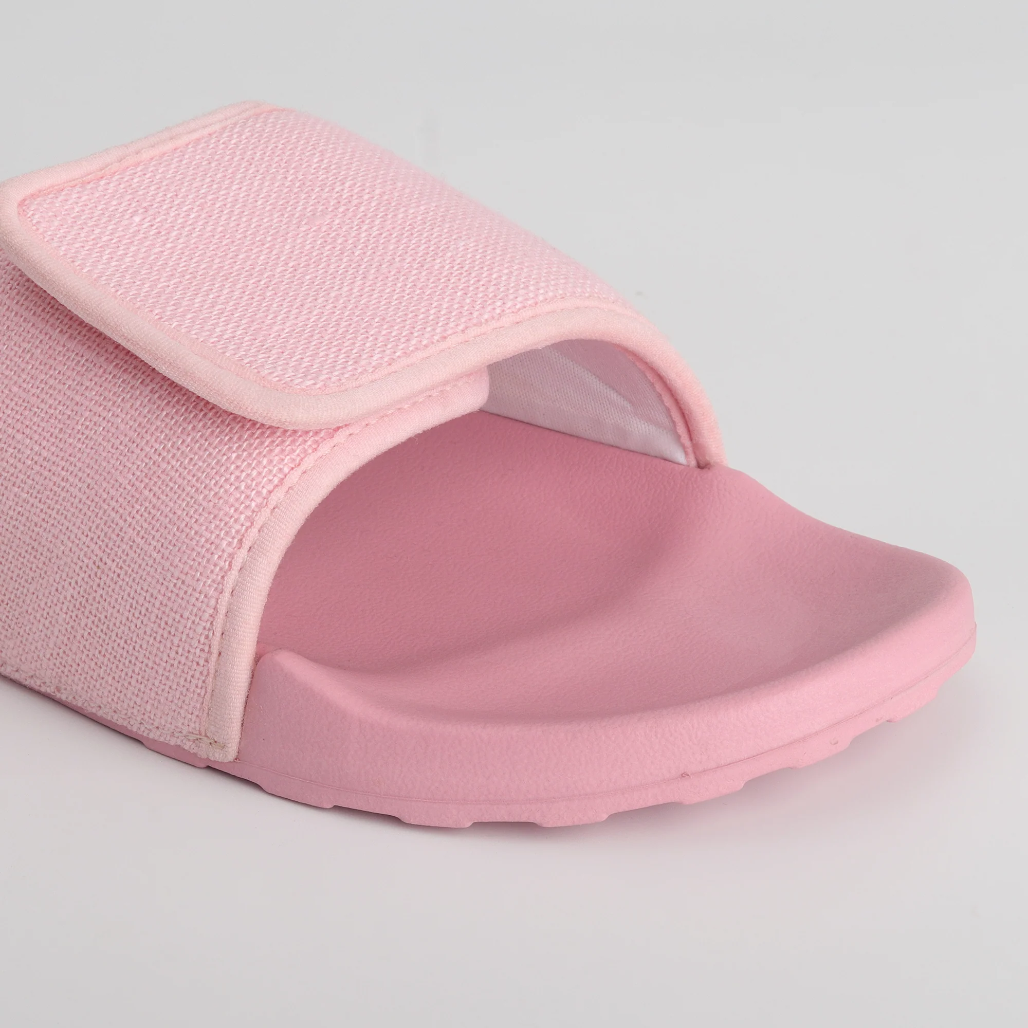 Linen Sliders - Pastel Pink Casual Sliders for Women (Geva 19) - Image 5