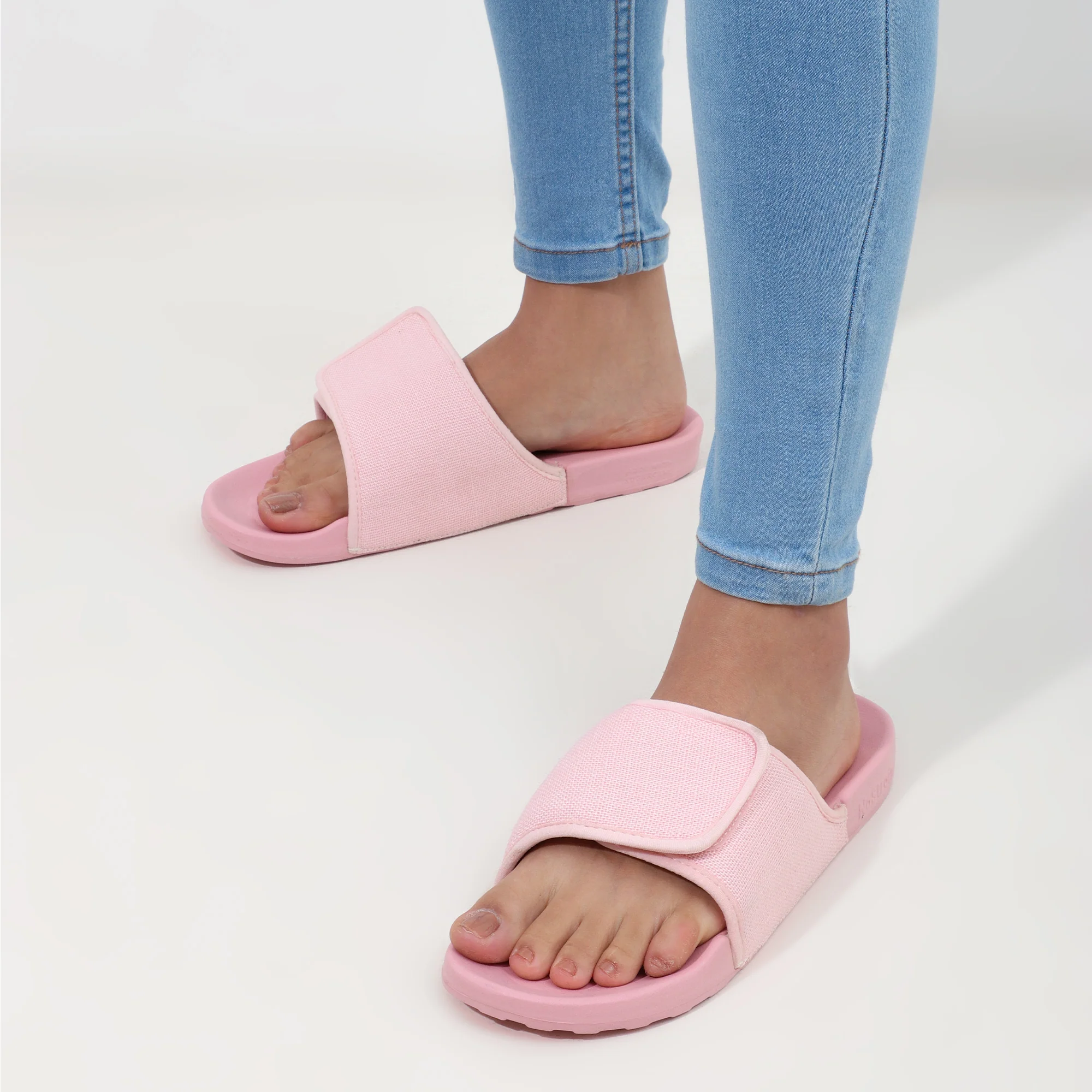 Linen Sliders - Pastel Pink Casual Sliders for Women (Geva 19) - Image 6