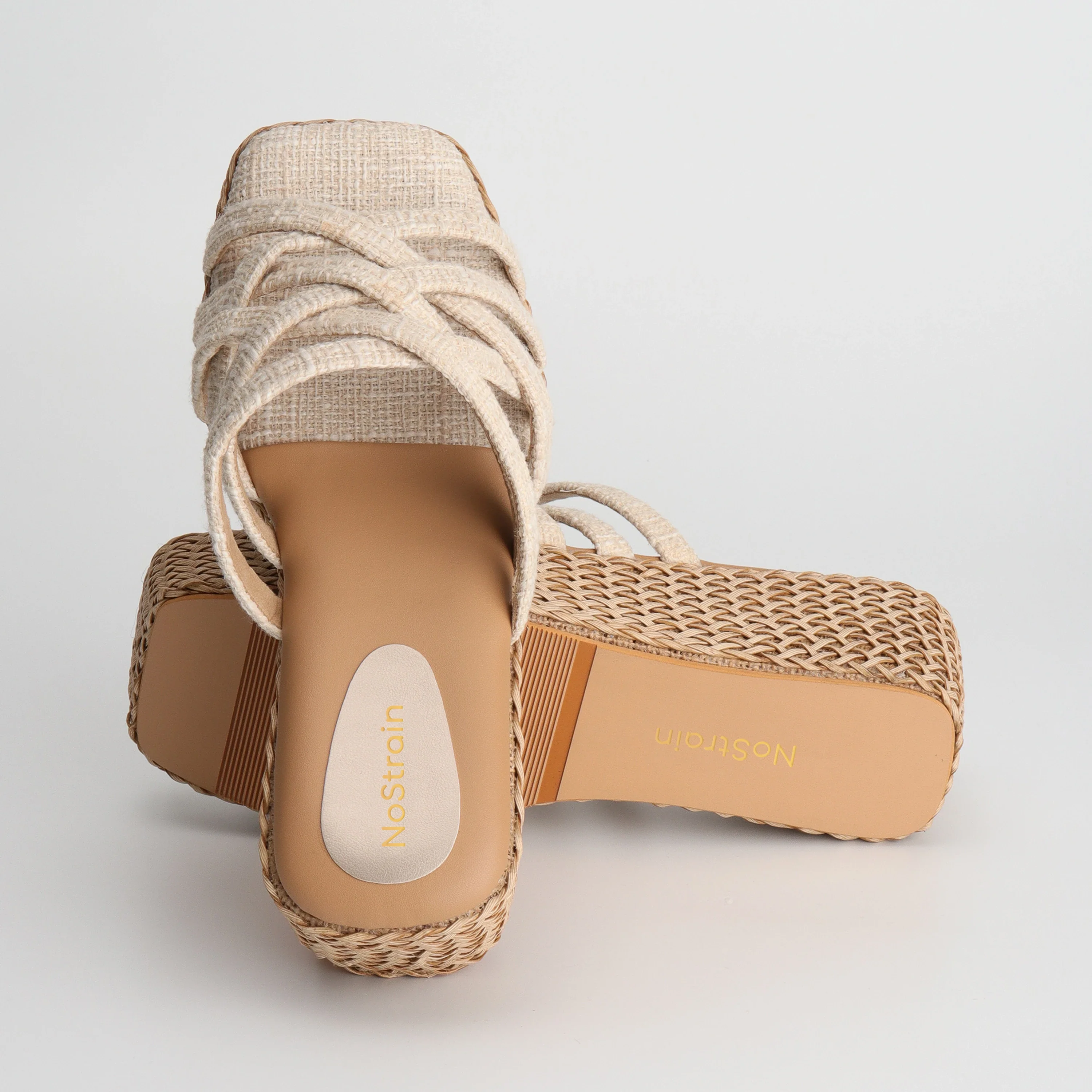 Multi-Strap Off-White Wedges Heel Sandals (BN4) - Image 3