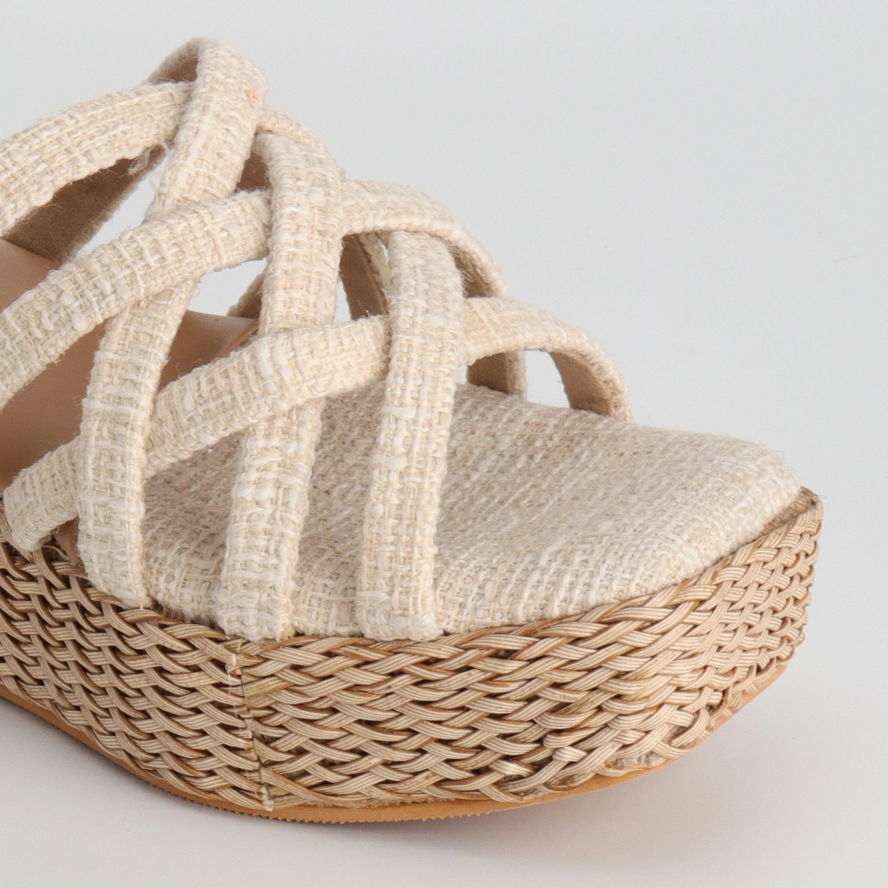 Multi-Strap Off-White Wedges Heel Sandals (BN4) - Image 6