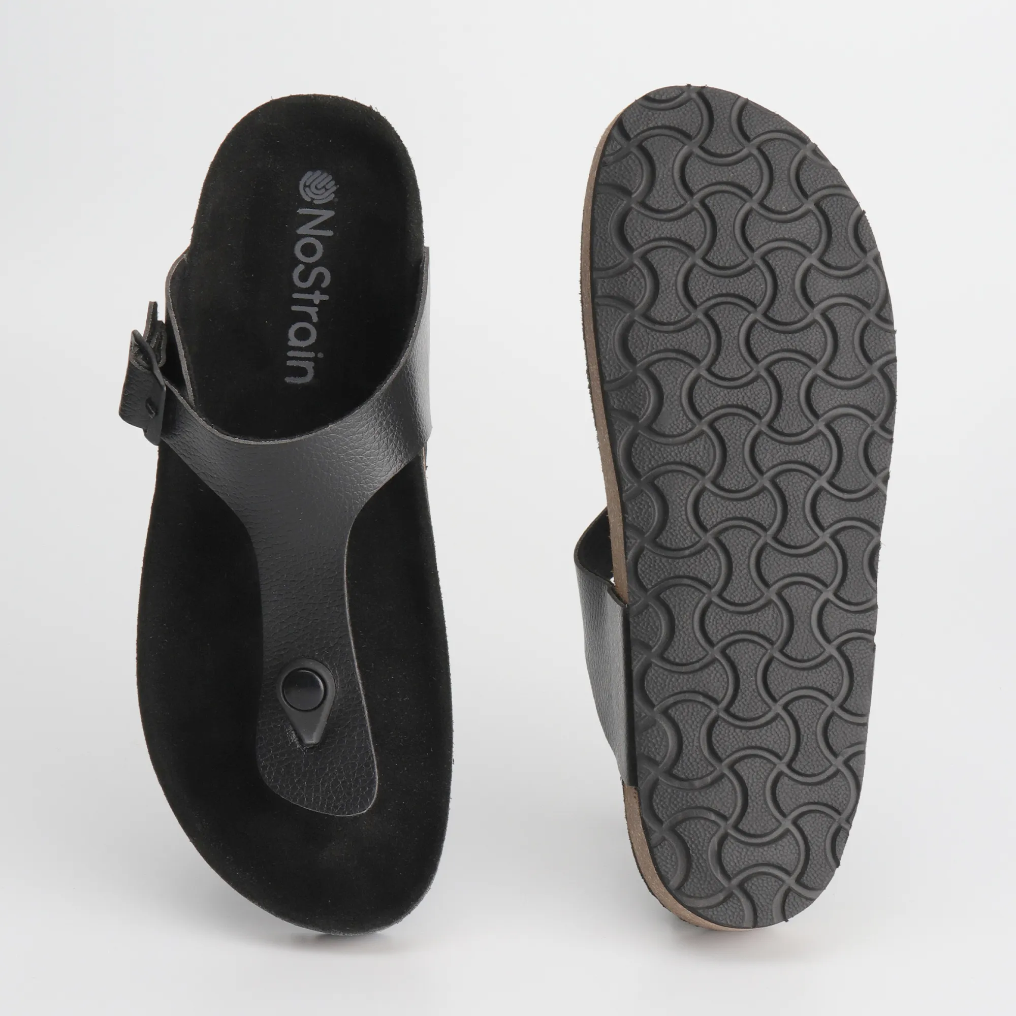 Thong Cork Black Leather Sandals for Women 2.0 - Image 3