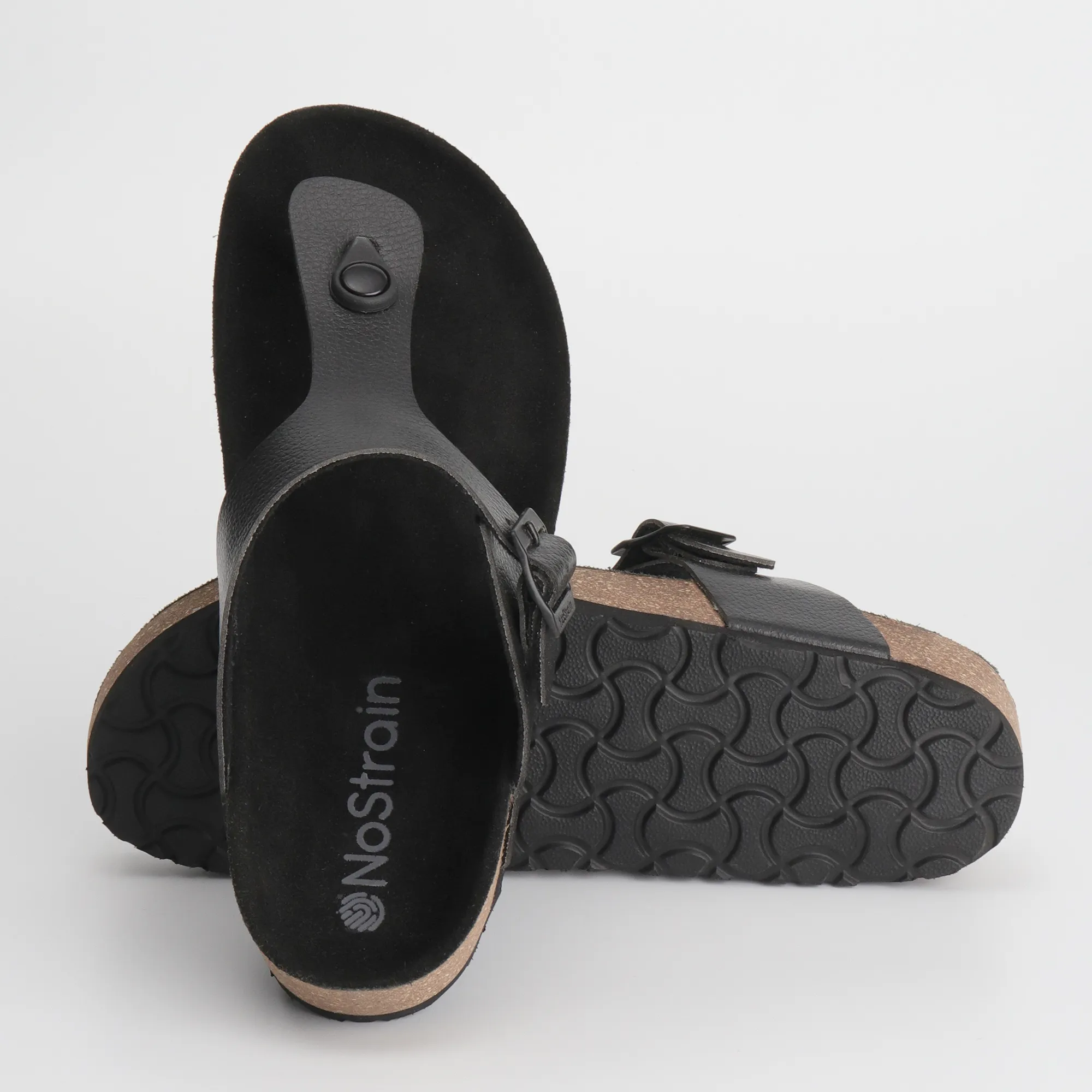 Thong Cork Black Leather Sandals for Women 2.0 - Image 4