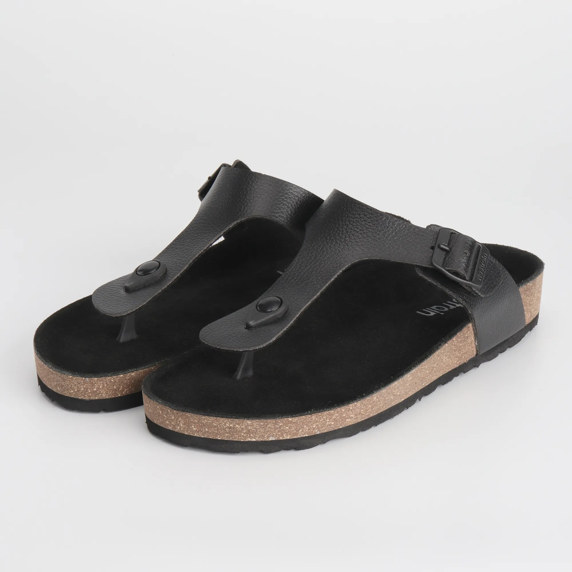 Thong Cork Black Leather Sandals for Women 2.0 - Image 5