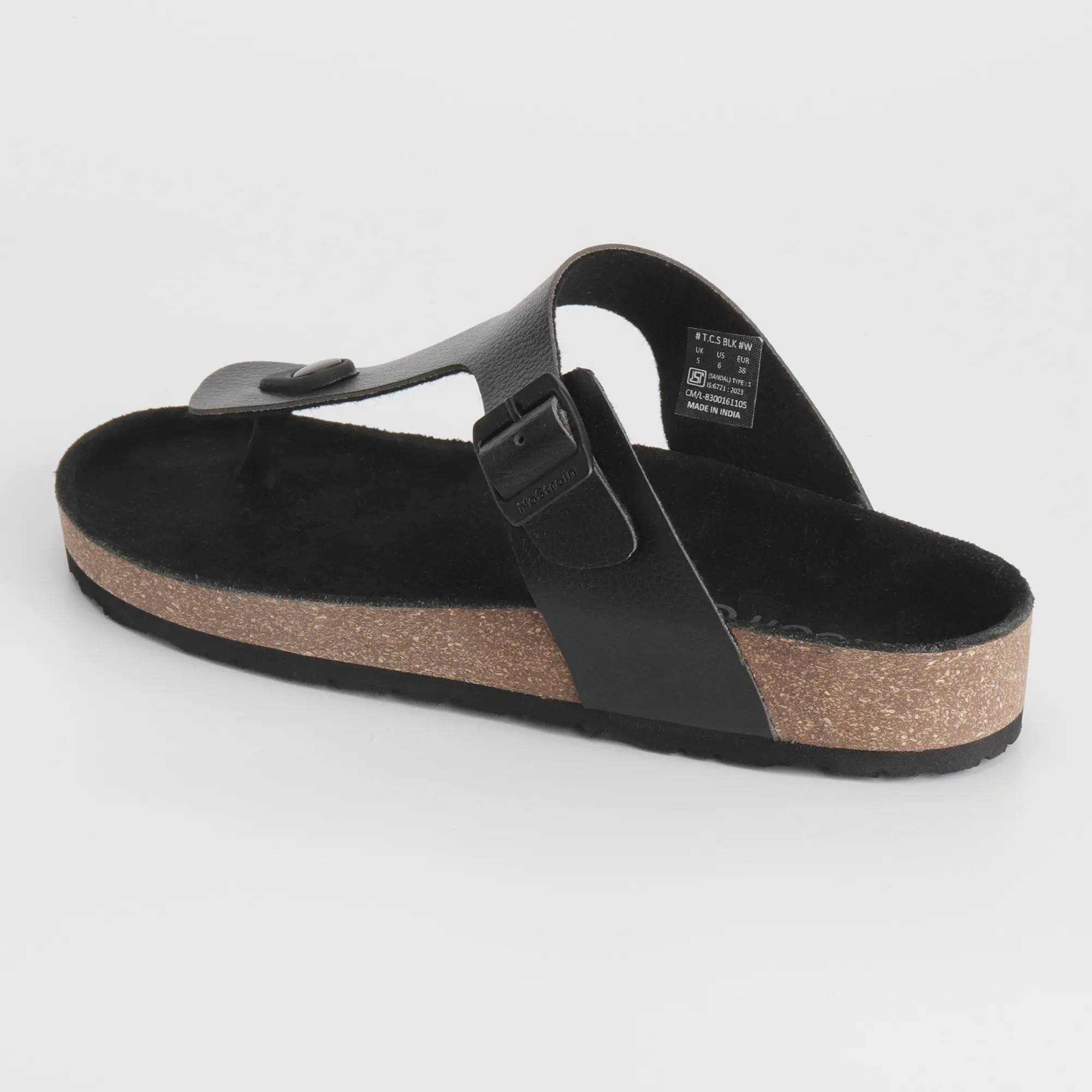 Thong Cork Black Leather Sandals for Women 2.0 - Image 6