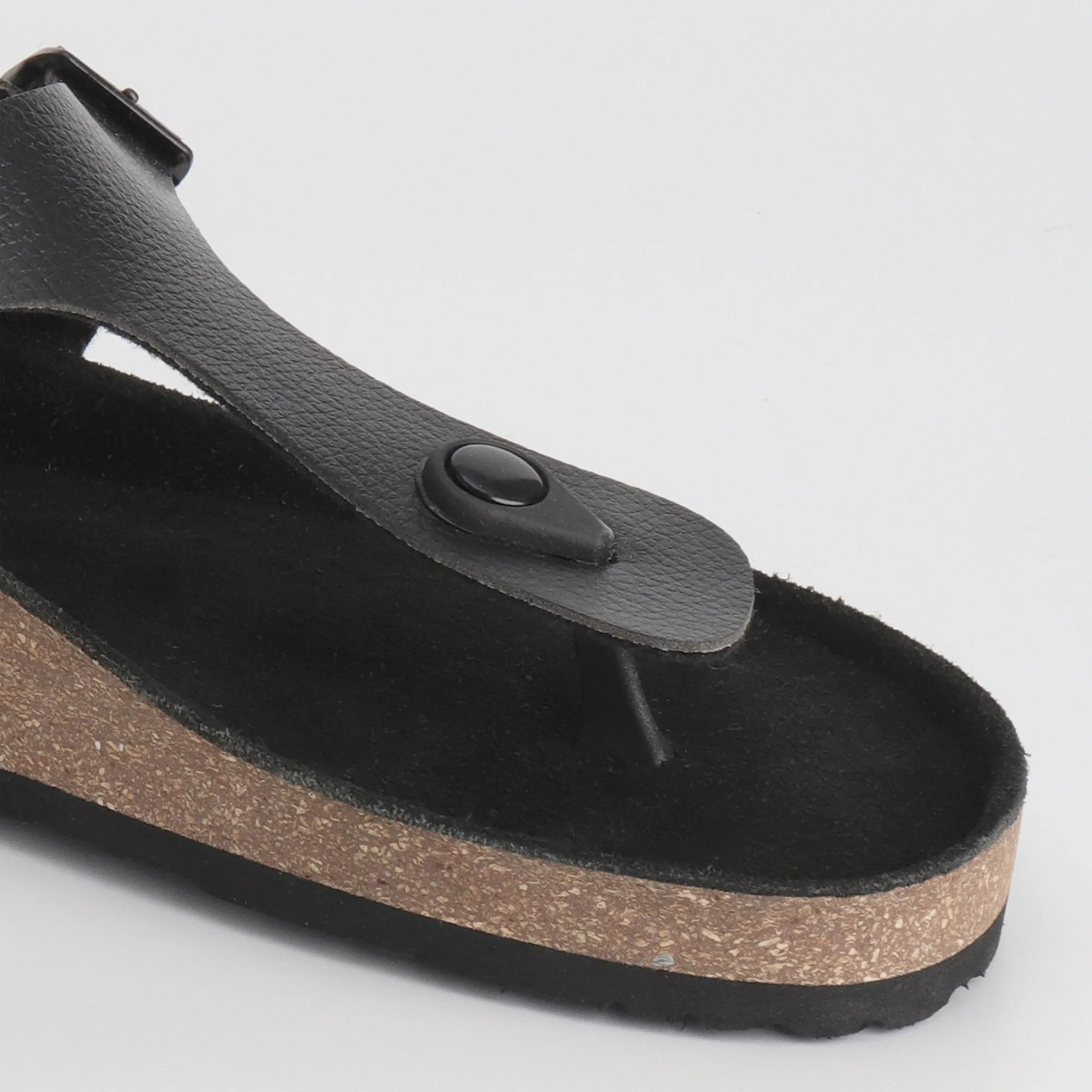 Thong Cork Black Leather Sandals for Women 2.0 - Image 7
