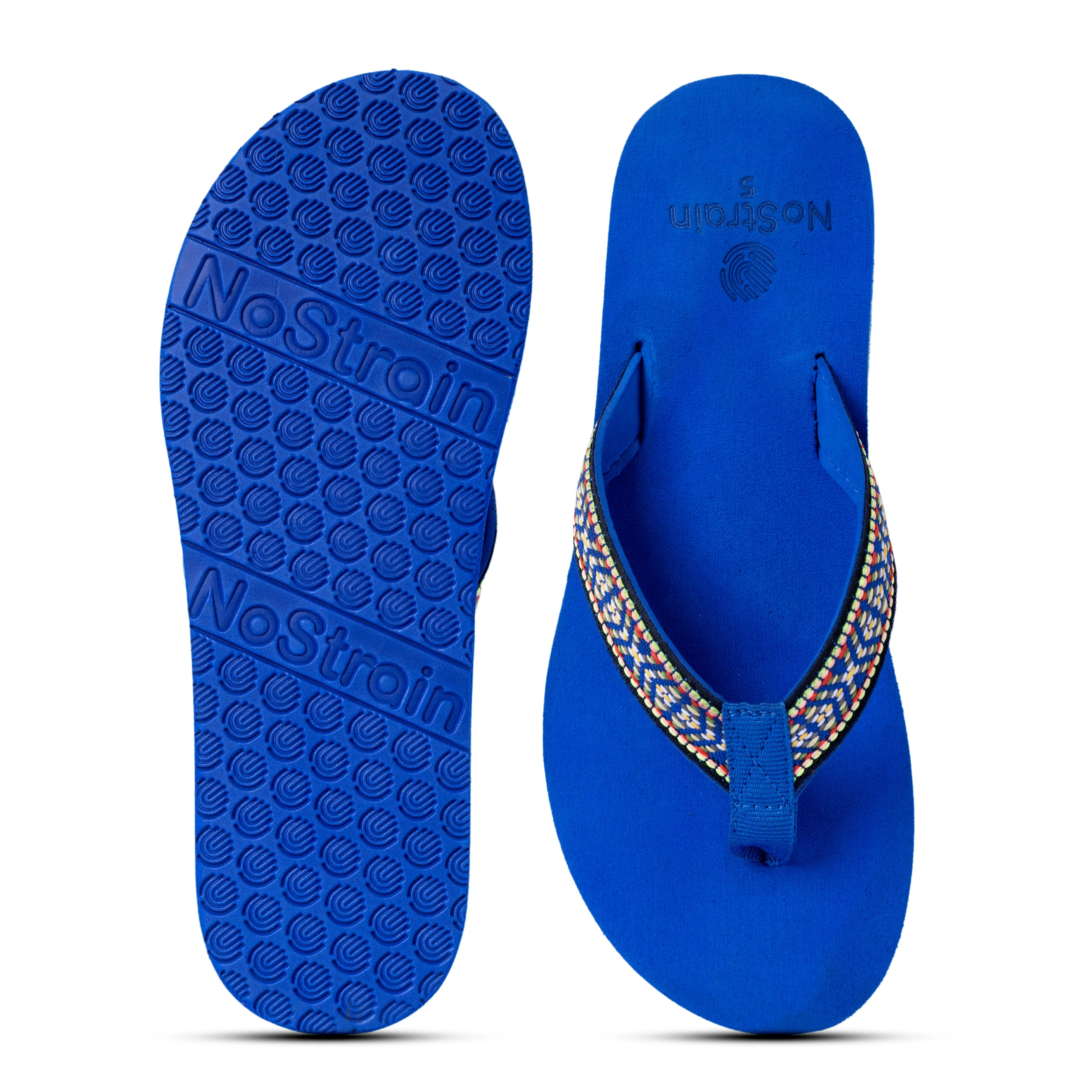 Women’s Blue & Multi-Color Stitch Design Arch Slippers – AS16 - Image 5