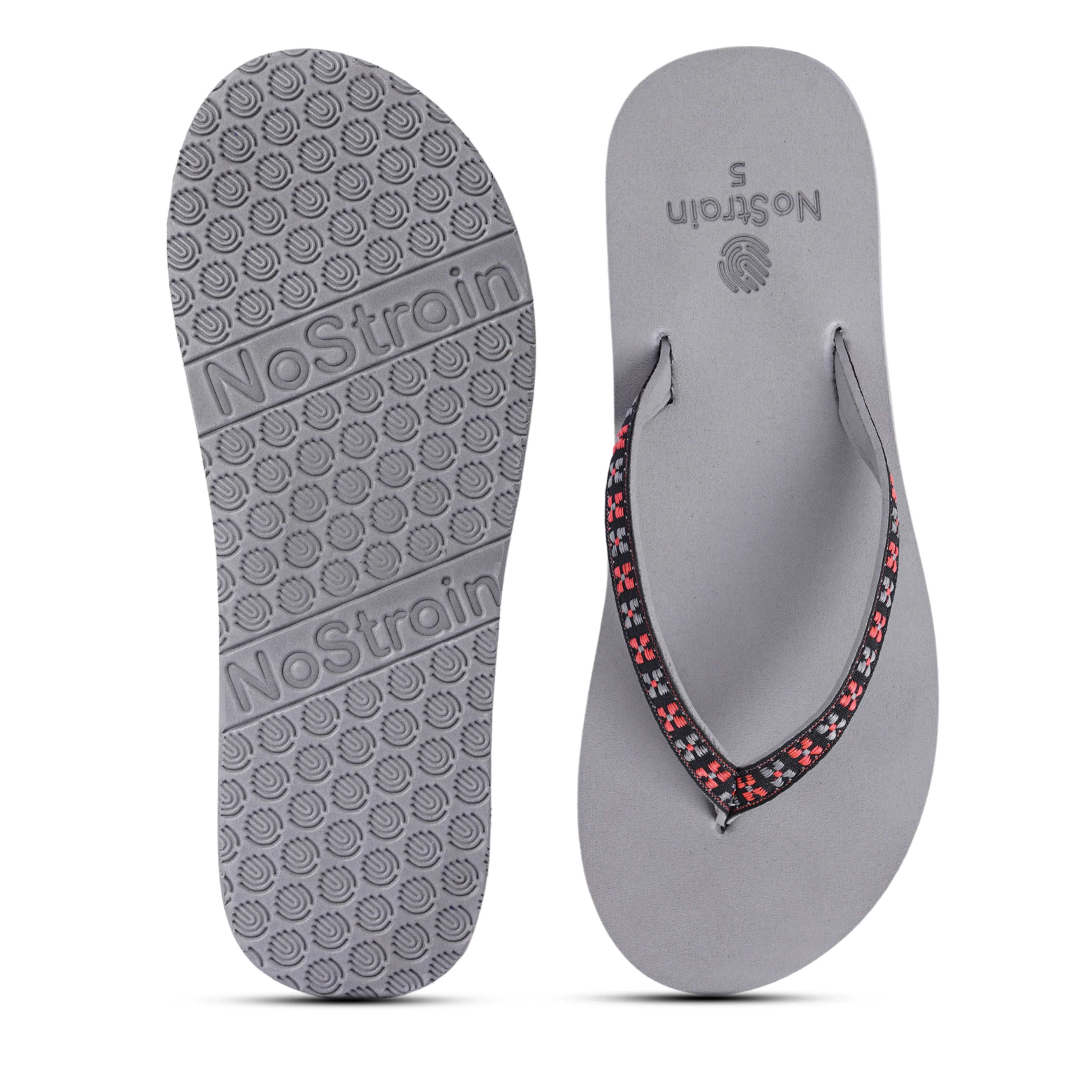 Women’s Grey & Peach Ludo Design Arch Slippers – AS18 - Image 5